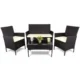 Set mobilier gradina/terasa, poliratan, maro cu perne crem, 1 masa, 2 fotolii, 1 canapea, Medi