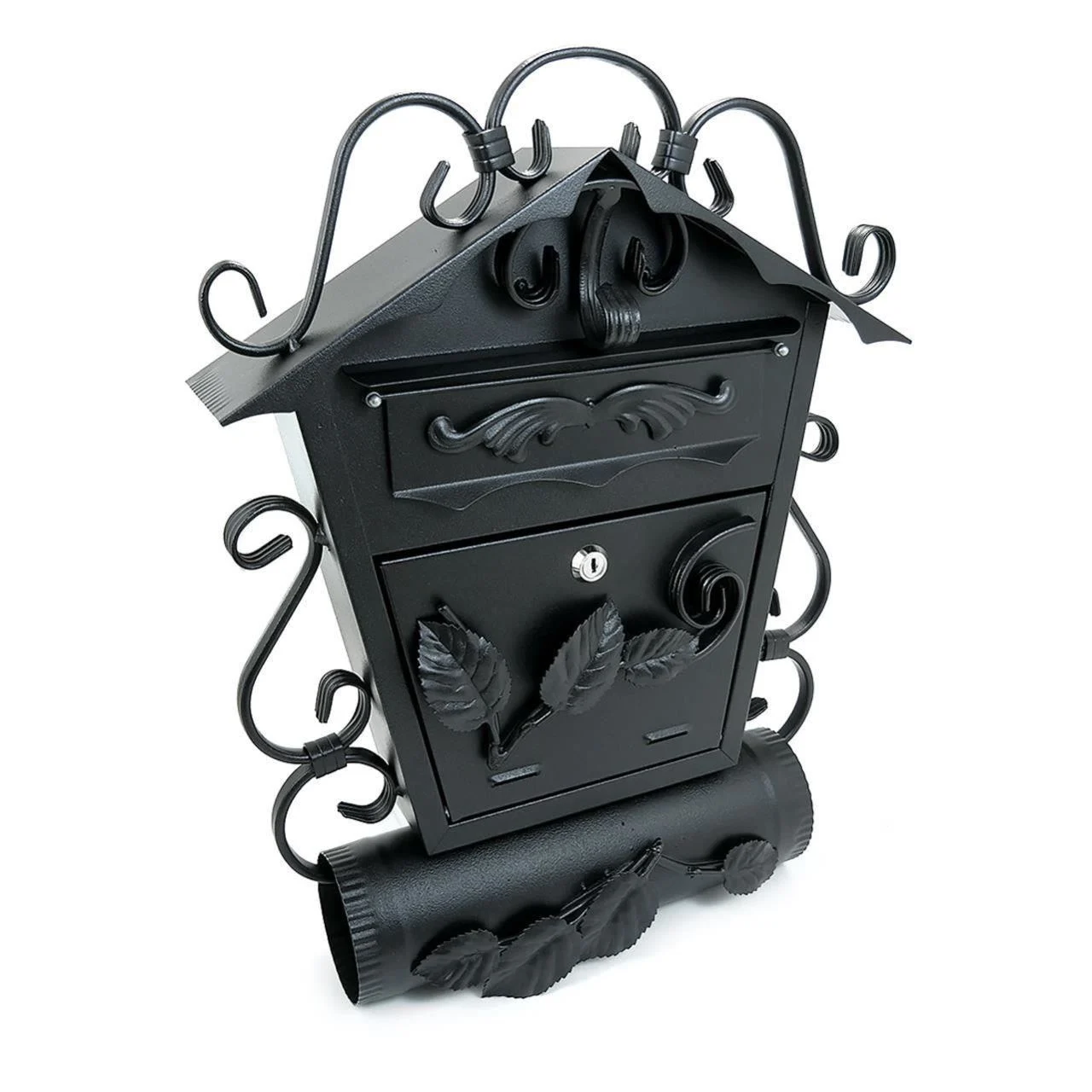 Cutie postala, cu loc pentru ziar oblic, elemente forjate, negru, format B5, 38x12.5x51.5 cm, Damech 1 Cutie postala, cu loc pentru ziar oblic, elemente forjate, negru, format B5, 38×12.5×51.5 cm, Damech