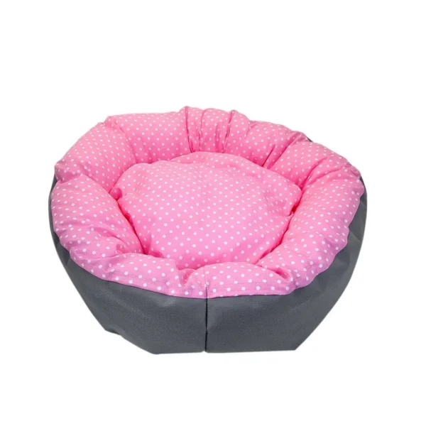 Culcus pentru caine/pisica, model buline, roz, 67 cm - imagine 1
