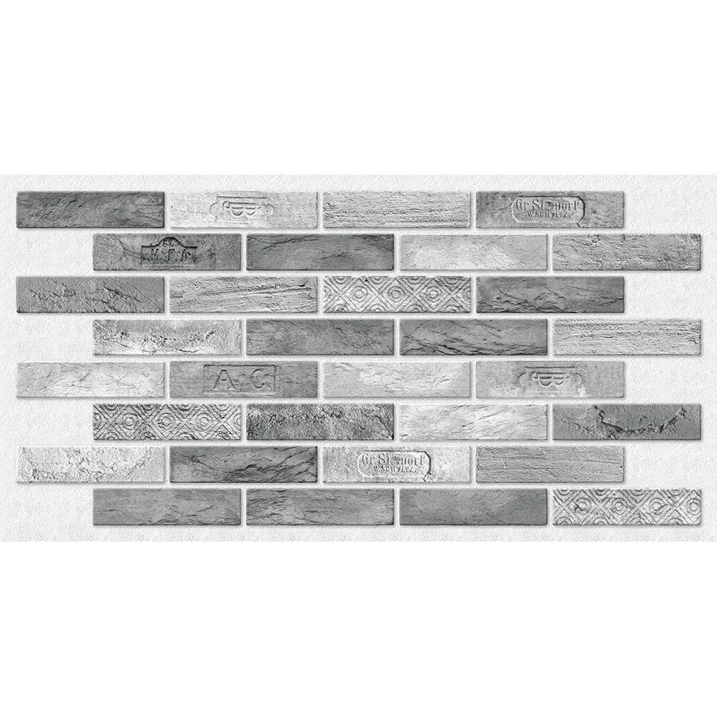 Panou decorativ, PVC, model caramida 3D, cu model, nuante gri, 96x48.5 cm 1 Panou decorativ, PVC, model caramida 3D, cu model, nuante gri, 96×48.5 cm