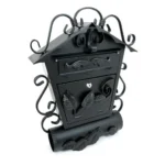 Cutie postala, cu loc pentru ziar, elemente forjate, negru, format C4, 52.5x15.5x53 cm, Damech