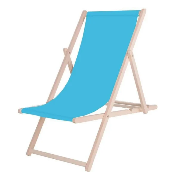 Sezlong pentru gradina, Springos, lemn, reglabil, pliabil, albastru, 58x124 cm - imagine 1