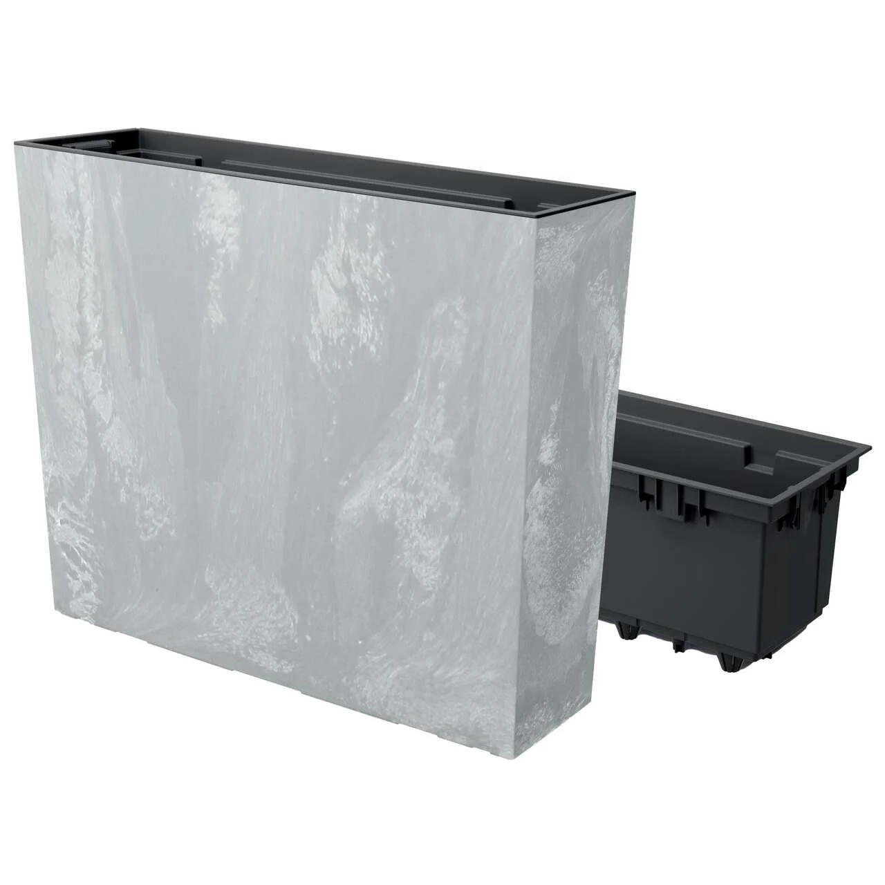 Jardiniera decorativa, Urbi Case Beton Effect, 58x18x49.8 cm, gri deschis, Prosperplast Jardiniera decorativa, Urbi Case Beton Effect, 58x18x49.8 cm, gri deschis, Prosperplast - imagine 1
