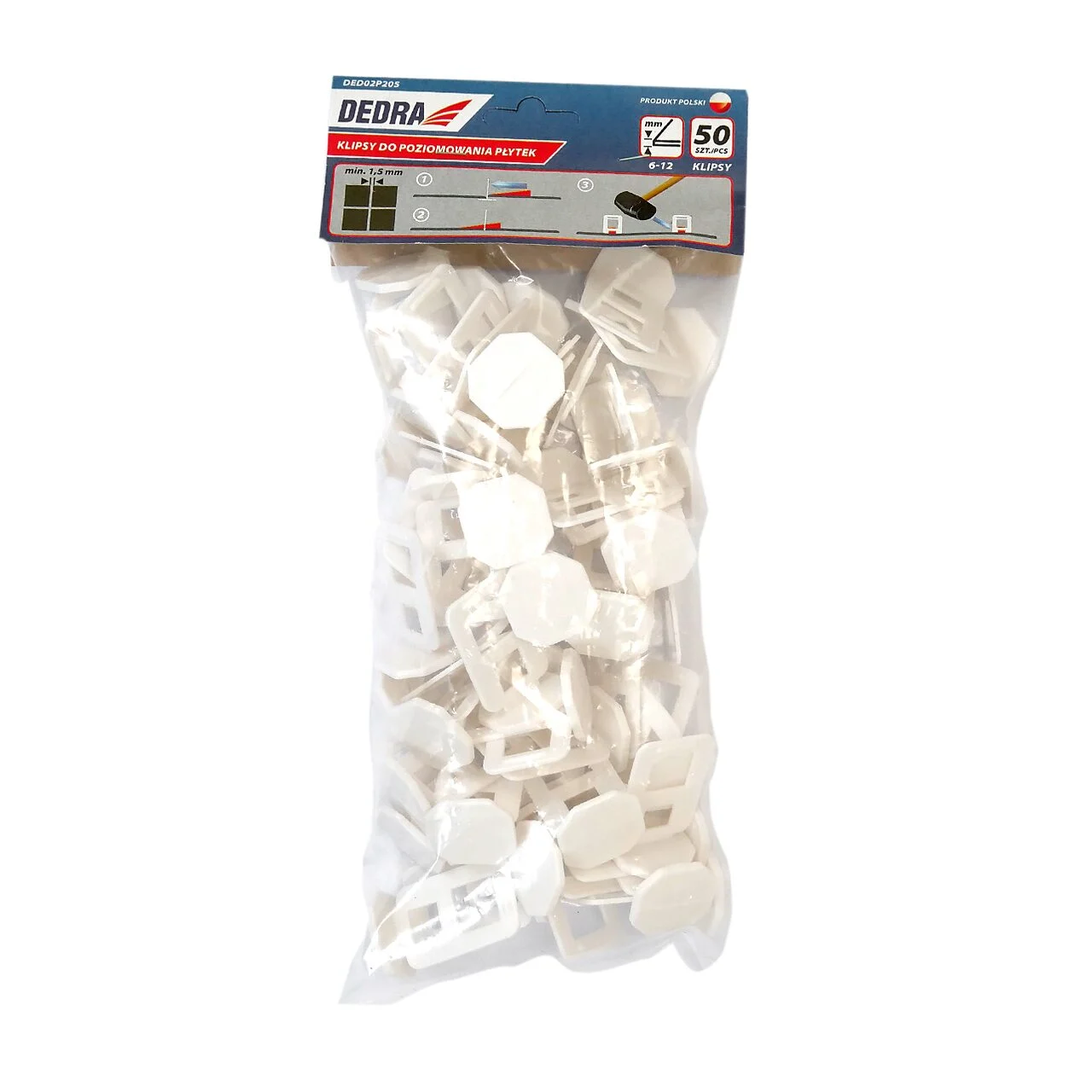 Clema(distantier) pentru sistem de nivelare 6-12 mm(50buc) Dedra (DED02P205) Clema(distantier) pentru sistem de nivelare 6-12 mm(50buc) Dedra (DED02P205) - imagine 1