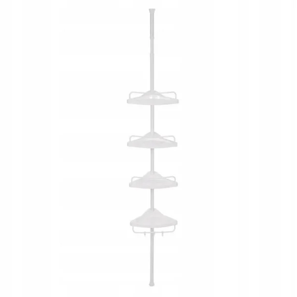 Raft pentru baie/dus, Vasagle, reglabil, inox, 4 rafturi, alb, 85-305 cm - imagine 1