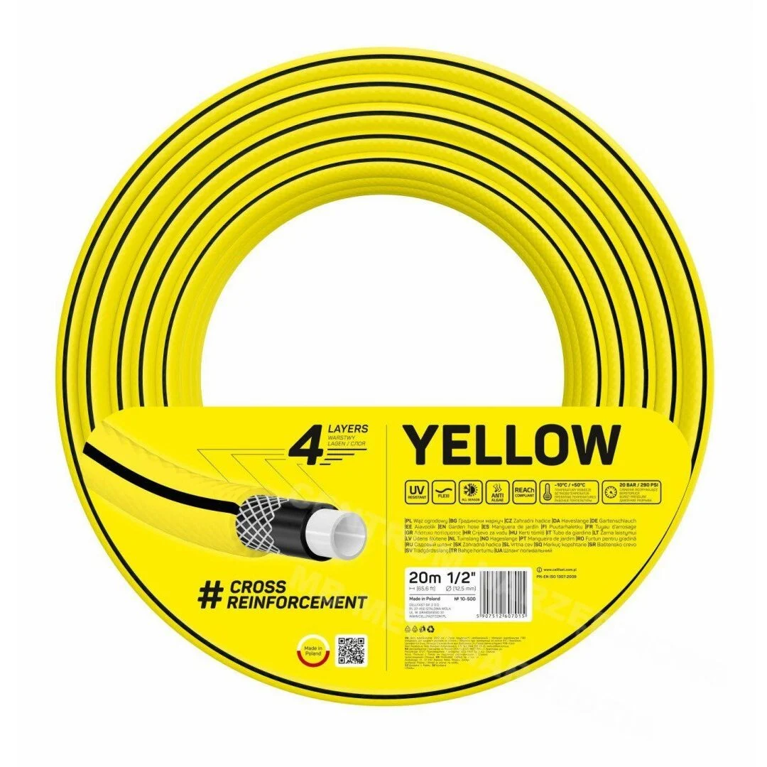 Furtun gradina, Cellfast Yellow, 4 straturi, 1/2”, 20 m