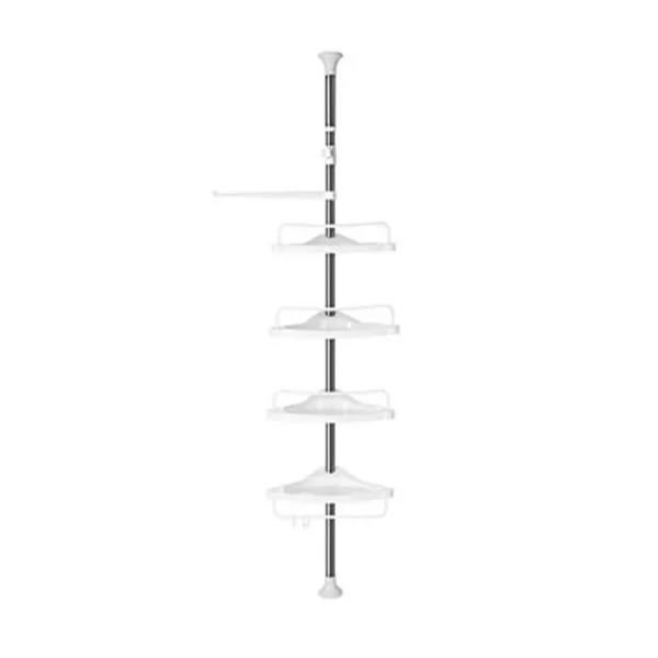 Raft pentru baie/dus, Vasagle, reglabil, otel, 4 rafturi, cuier, 95-300 cm - imagine 1