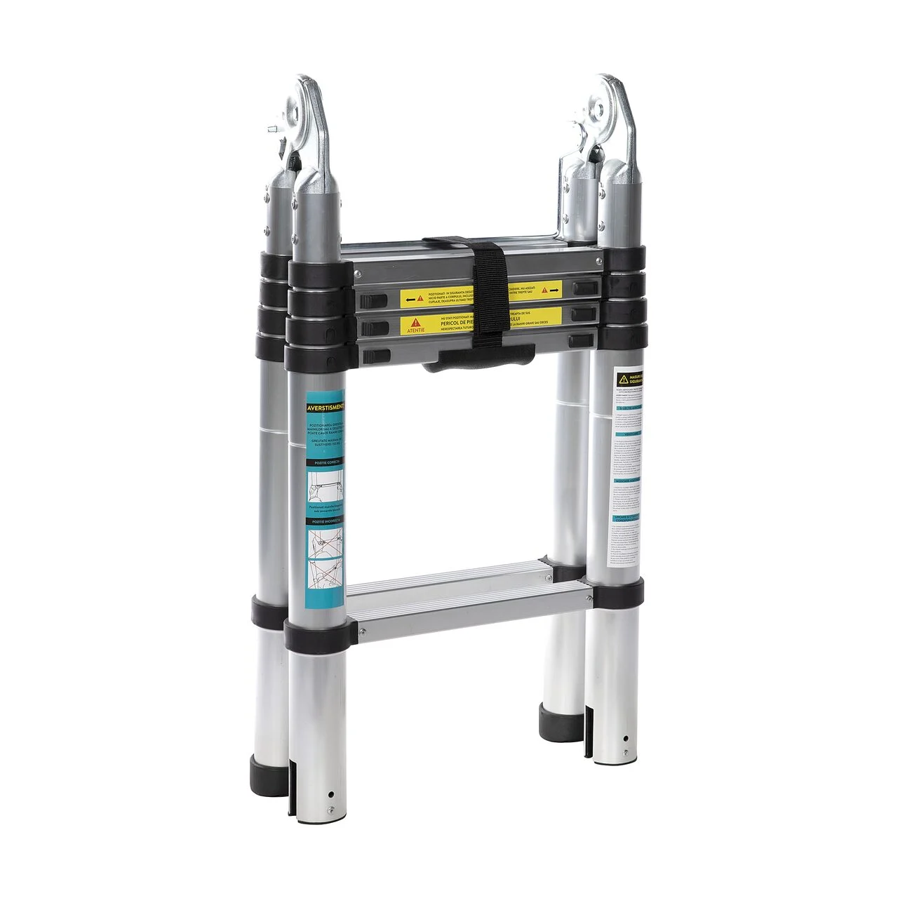 Scara aluminiu telescopica, Detoolz, dubla, 10 trepte, max 150 kg, 0.8-3.2 m 1 Scara aluminiu telescopica, Detoolz, dubla, 10 trepte, max 150 kg, 0.8-3.2 m