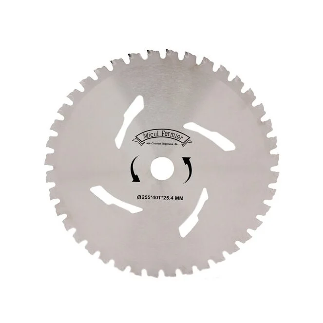 Disc circular vidia pentru motocoasa/trimmer, Micul Fermier, taiere arbusti, 255×25.4 mm, 40 dinti