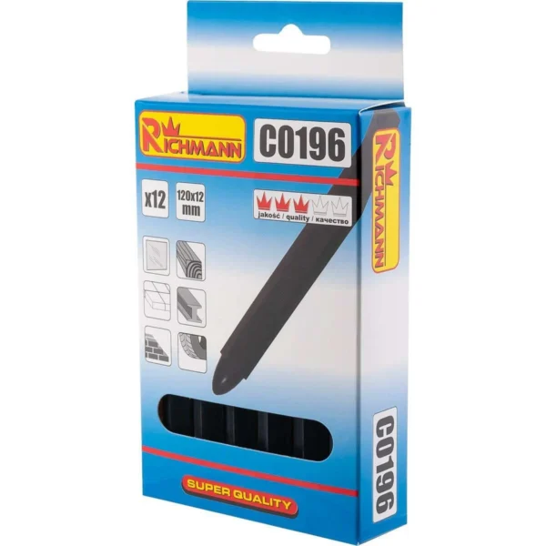 Creta tehnica, negru, set 12 buc, 12x120 mm, Richmann - imagine 1