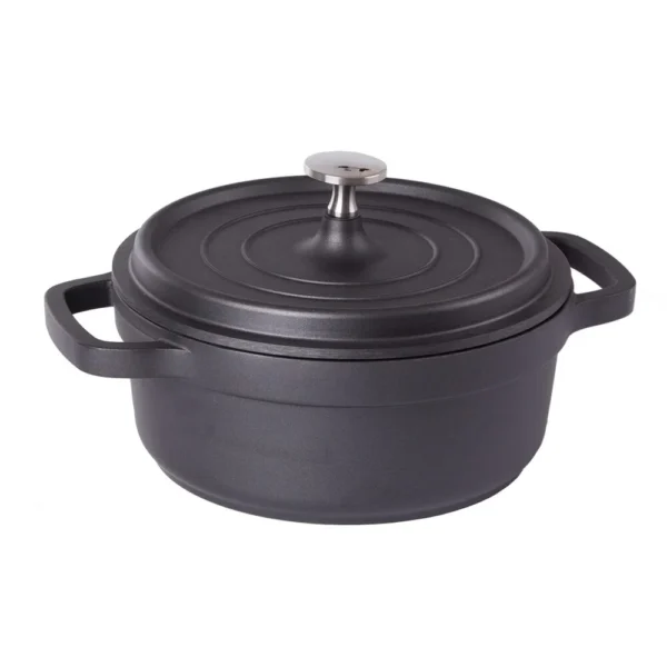 Oala de aluminiu cu capac, negru, 2.2 L, 20 cm, Verk Group - imagine 1