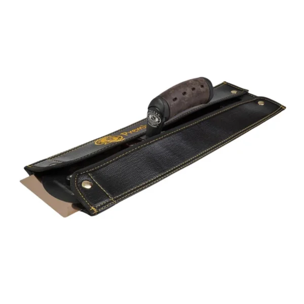 Gletiera inox Olejnik, intarita, Premium Gold, Medium Flex,   35.6x12cm x 0.4mm, maner piele naturala, husa - imagine 4