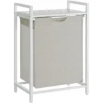 Raft baie cu cos de rufe, Artool, placa raft MDF, cadru otel, cu compartiment rufe, alb, 50x33x72 cm