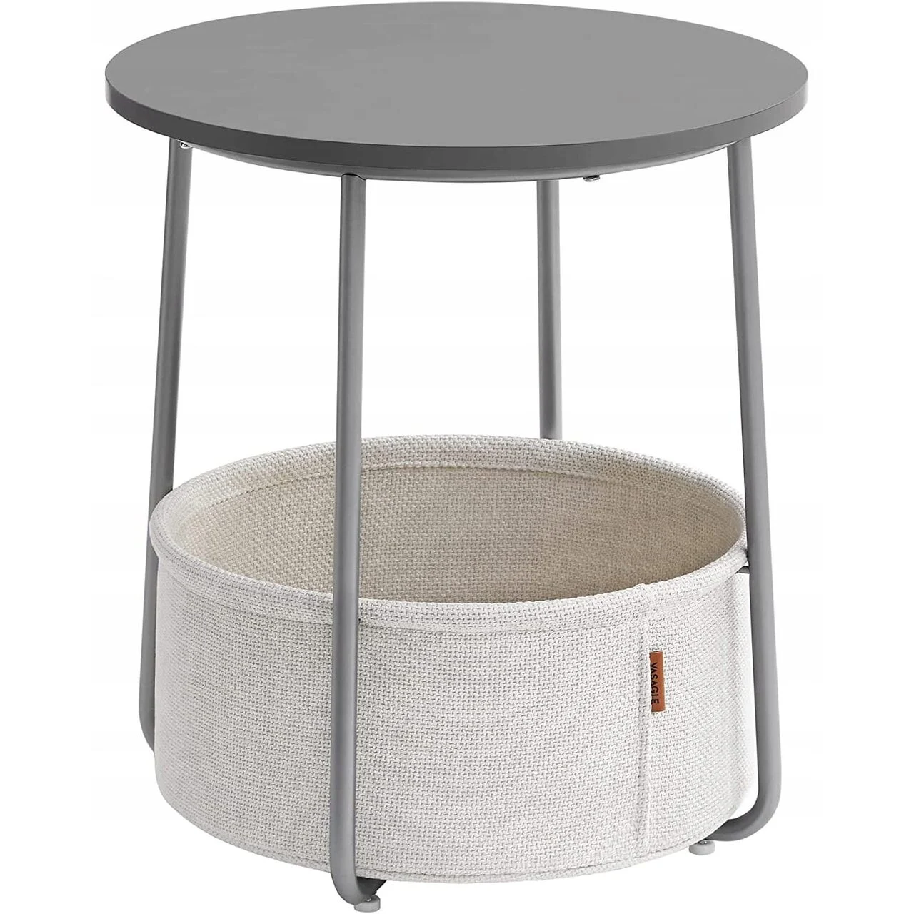 Masa rotunda cu cos depozitare, pal, baza otel, gri si alb, 45×50 cm, Artool