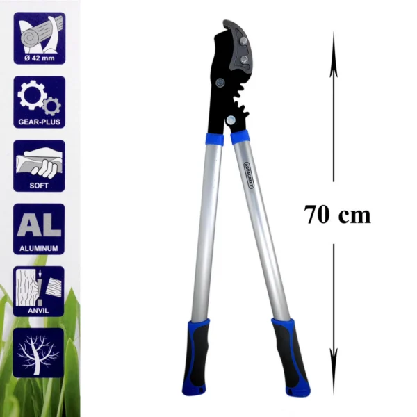 Foarfeca crengi, tip nicovala, maner aluminiu, gear plus, 70 cm, Aquacraft - imagine 3