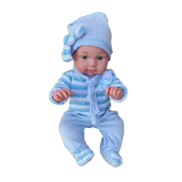 Papusa bebelus, aspect realistic, hainute incluse, caciula, inaltime 45 cm - imagine 4