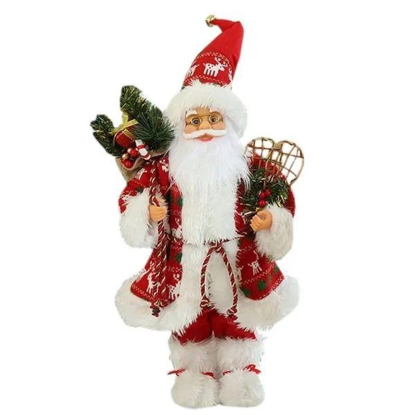 Figurina mos craciun, imbracaminte, caciula si accesorii, 30 cm - imagine 4