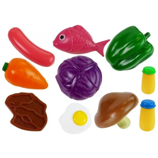 Set 22 accesorii bucatarie copii, alimente, condimente, oale, ustensile, multicolor - imagine 8