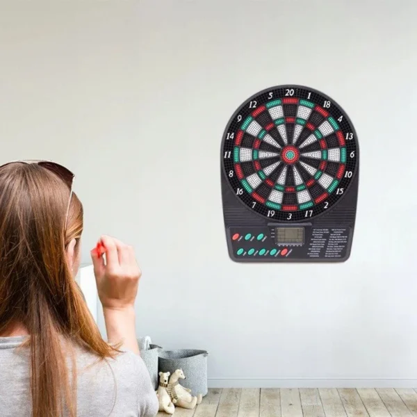 Joc mini darts cu afisaj electronic, 2-8 jucatori, 3 sageti, efecte sonore, 18x3x26 cm - imagine 5
