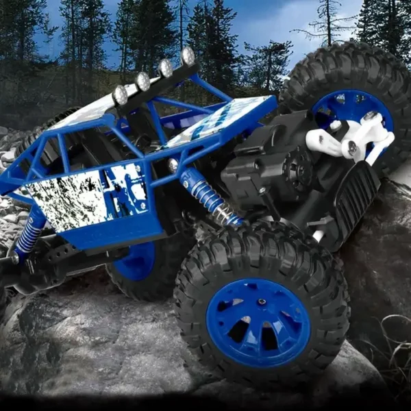Masina off-road cu telecomanda 2.4 g, suspensii, scara 1:18, reincarcabila, albastra - imagine 2