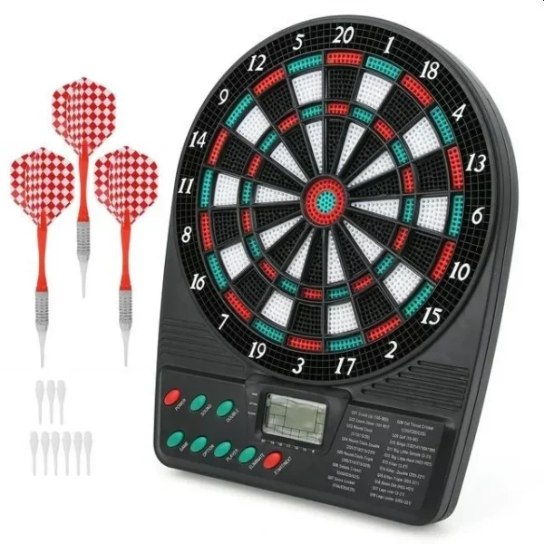 Joc mini darts cu afisaj electronic, 2-8 jucatori, 3 sageti, efecte sonore, 18x3x26 cm - imagine 4