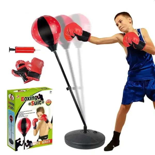 Set de box pentru copii, manusi si para box, pompa pentru umflat, inaltime relgabila 70-106 cm - imagine 1