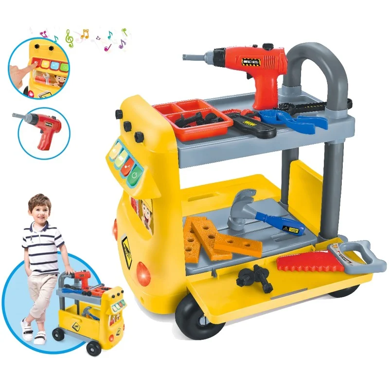 Banc de lucru pentru copii, forma autobuz, sunete, 38 accesorii multicolore - imagine 1