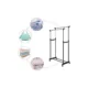 Suport dublu pentru umerase, inaltime ajustabila, 4 roti, raft inferior pantofi - imagine 6