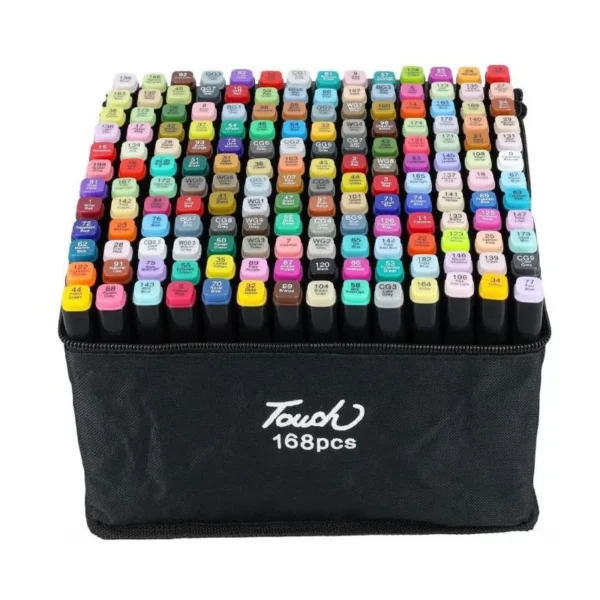 Set 168 markere cu varf dublu, multicolore, geanta de depozitare - imagine 8