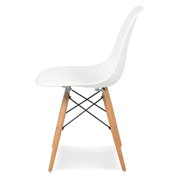 Scaun stil scandinav, pentru bucatarie si dining, alb, picioare lemn natur - imagine 3