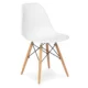 Scaun stil scandinav, pentru bucatarie si dining, alb, picioare lemn natur