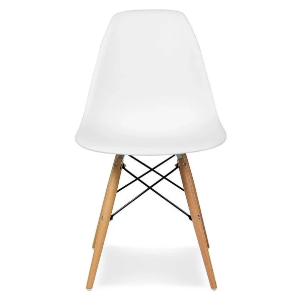 Scaun stil scandinav, pentru bucatarie si dining, alb, picioare lemn natur - imagine 2