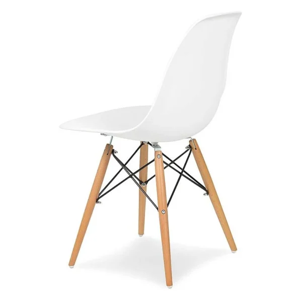 Scaun stil scandinav, pentru bucatarie si dining, alb, picioare lemn natur - imagine 5