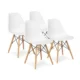 Scaun stil scandinav, pentru bucatarie si dining, alb, picioare lemn natur - imagine 7