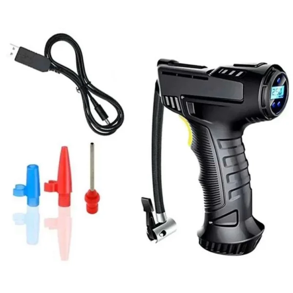 Compresor portabil auto, wireless, ecran lcd, reincarcabil usb, 120w, led frontal - imagine 2