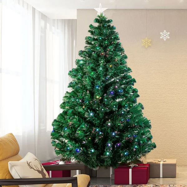 Brad artificial, iluminat cu fibra optica si led-uri, 210 cm, lumineaza multicolor - imagine 24