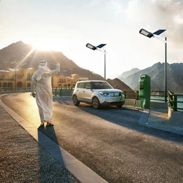 Lampa stradala solara 100w, 206 led-uri, 2 trepte iluminare, telecomanda, aluminiu - imagine 3