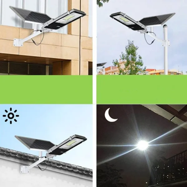Lampa stradala solara 100w, 206 led-uri, 2 trepte iluminare, telecomanda, aluminiu - imagine 5