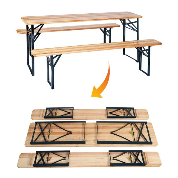 Set mobilier gradina/terasa, pliabil, 1 masa, 2 banci, 175 cm, Dortmund - imagine 10