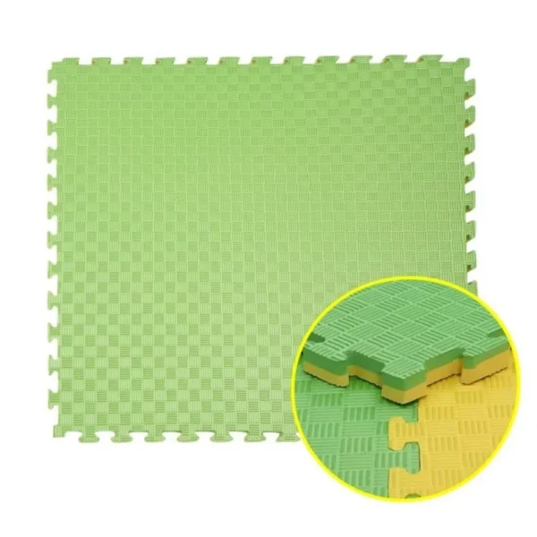 Covor tip puzzle xxl, spuma eva, 100x100 cm, grosime 2 cm, antiderapant, bicolor culoare produs galben/verde - imagine 7