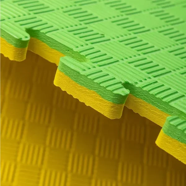 Covor tip puzzle xxl, spuma eva, 100x100 cm, grosime 2 cm, antiderapant, bicolor culoare produs galben/verde - imagine 5