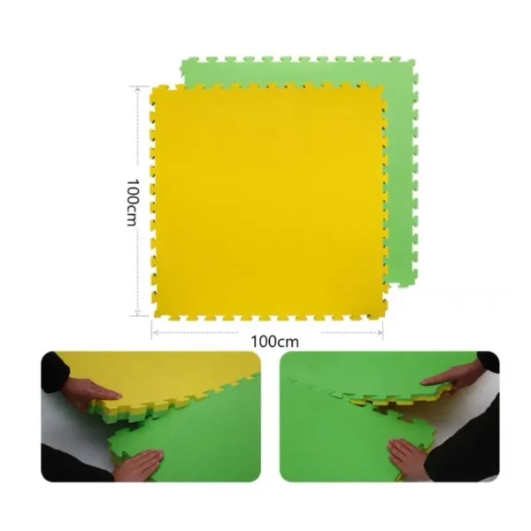 Covor tip puzzle xxl, spuma eva, 100x100 cm, grosime 2 cm, antiderapant, bicolor culoare produs galben/verde - imagine 12