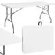 Masa pliabila pentru camping sau gradina, tip valiza, 180x70x75 cm, cadru otel, alba - imagine 11