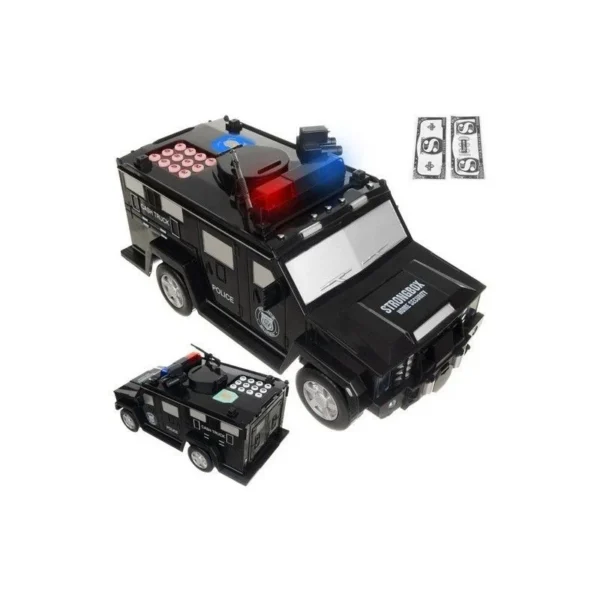 Pusculita electronica, masina de politie, cod pin, amprenta, monede si bancnote, negru - imagine 5