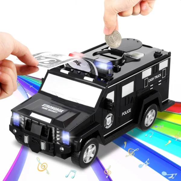 Pusculita electronica, masina de politie, cod pin, amprenta, monede si bancnote, negru - imagine 2