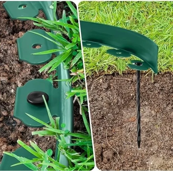 Separator gazon, lungime 10 metri, latime 5 cm, 30 pini montaj, culoare verde - imagine 4