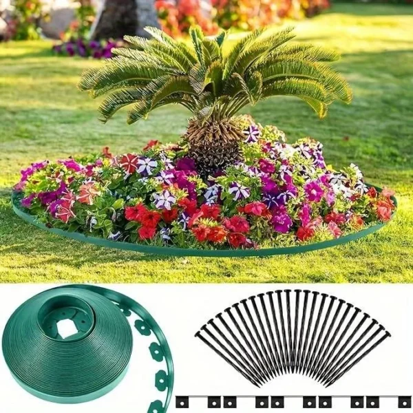 Separator gazon, lungime 10 metri, latime 5 cm, 30 pini montaj, culoare verde - imagine 1