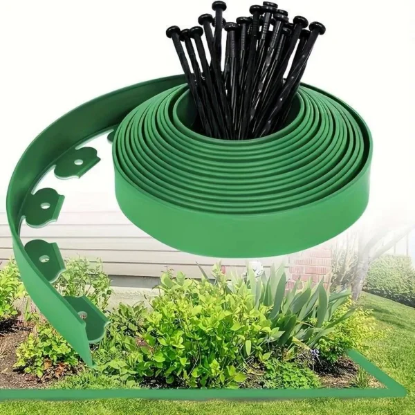 Separator gazon, lungime 10 metri, latime 5 cm, 30 pini montaj, culoare verde - imagine 2