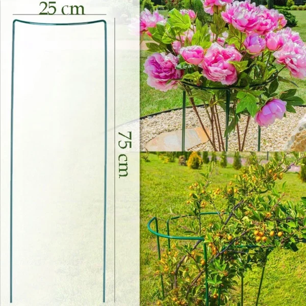 Suport metalic de flori, pentru exterior, set 3 bucati, 25x75 cm, verde - imagine 1