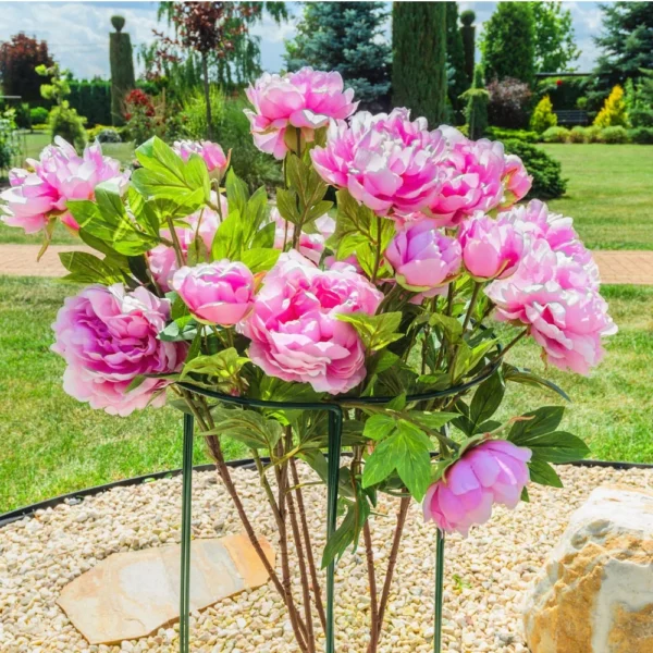 Suport metalic de flori, pentru exterior, set 3 bucati, 25x75 cm, verde - imagine 4